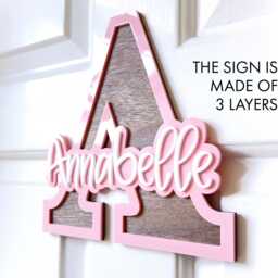 Personalized Wood & Acrylic Kids Name Sign, Nursery Decor - thumbnail 2