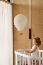 Hot Air Balloon Linen Pendant Light, Rattan Basket Kids & Nursery Lamp Shade - thumbnail 1