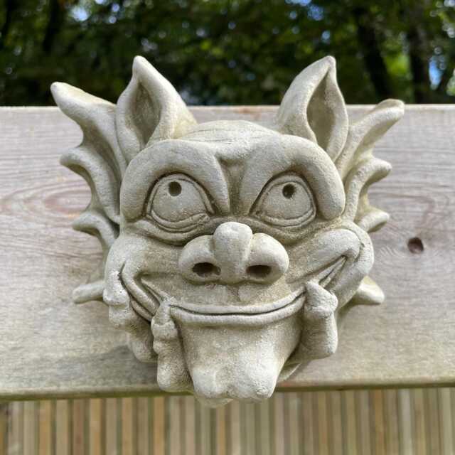 Bony Gremlin B Stone Statue -Wall Hanging Mythical Outdoor Decoration Garden Ornament - image 1