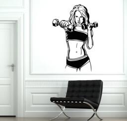 Wall Vinyl Decal Sport Fitness Girl Gym Bodybuilding Motivational Decor For Gyms, Studios, Or Workout Spaces Sticker 1908Di - thumbnail 1