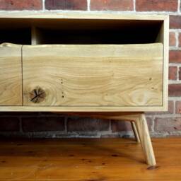 Solid Oak Media Unit Handmade Mid-Century Modern Tv Stand - thumbnail 2