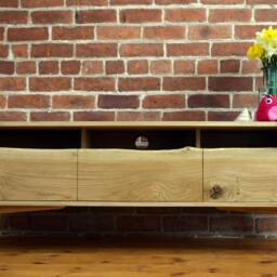 Solid Oak Media Unit Handmade Mid-Century Modern Tv Stand - thumbnail 3