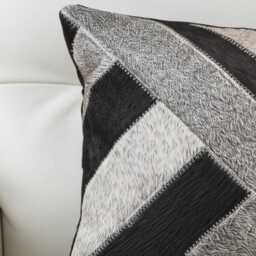Black Gray Patchwork Cowhide Cushion 50x30 - thumbnail 3