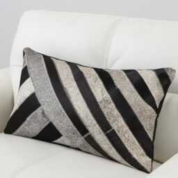Black Gray Patchwork Cowhide Cushion 50x30 - thumbnail 4