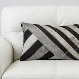 Black Gray Patchwork Cowhide Cushion 50x30 - thumbnail 2