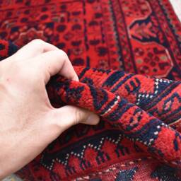 32Ft Hallway Runner Rug Red & Blue, Afghan Hand Knotted Wool Long Soft Carpet - thumbnail 4