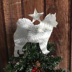 Alaskan Malamute, Metal Dog Tree Topper, Holiday, Wreath Decor, Christmas, Aluminum, Yard Stake Or Wall Hanging, Won't Rust, Lightweight