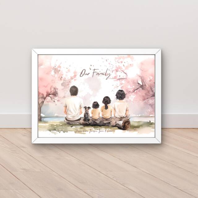 Family Print, Personalised Family Print With Dog, Canvas Dog Photo, Dogs, Portrait, Our - image 1