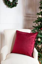 Burgundy Velvet Pillow Cover, Gray Cushion Cover - thumbnail 1