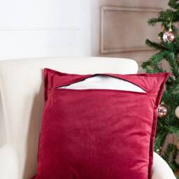 Burgundy Velvet Pillow Cover, Gray Cushion Cover - thumbnail 3