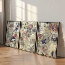 Abstract Floral Wall Art Set Of 3, Brushstroke Flower Prints, Modern Impressionist Botanical Posters For Living Room Or Bedroom Decor - thumbnail 2