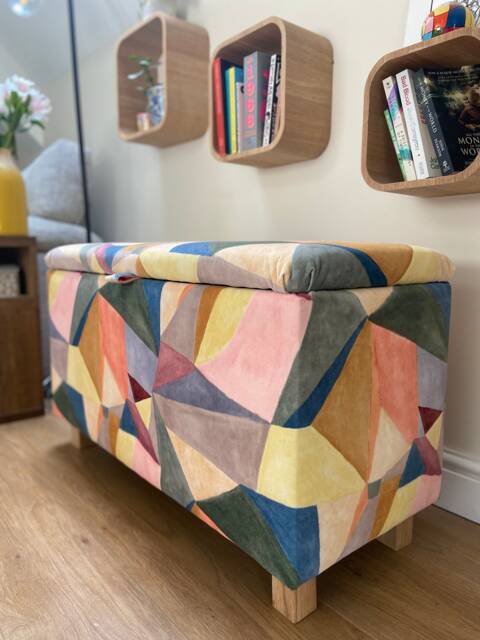 Velvet Abstract Bench Ottoman - image 1