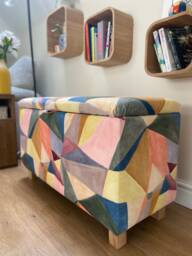 Velvet Abstract Bench Ottoman - thumbnail 1