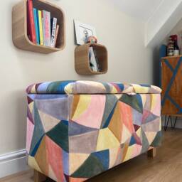 Velvet Abstract Bench Ottoman - thumbnail 4