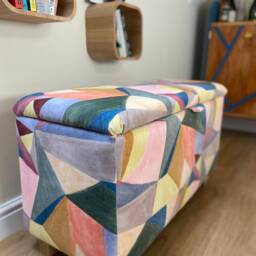 Velvet Abstract Bench Ottoman - thumbnail 3