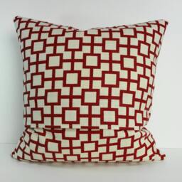 Crimson Red Geometric Pillow Cover Robert Allen Linen, 18x18 - thumbnail 3