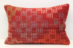Turkish Kilim Pillow Cover 16x24, Handmade Wool Lumbar Cushion