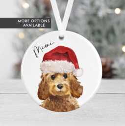 Personalised Dog Christmas Bauble - Cockapoo Springer Spaniel Pug Beagle Dachshund Ceramic Round Pet Ornament Secret Santa - thumbnail 1