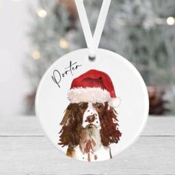 Personalised Dog Christmas Bauble - Cockapoo Springer Spaniel Pug Beagle Dachshund Ceramic Round Pet Ornament Secret Santa - thumbnail 3