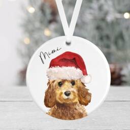 Personalised Dog Christmas Bauble - Cockapoo Springer Spaniel Pug Beagle Dachshund Ceramic Round Pet Ornament Secret Santa - thumbnail 2
