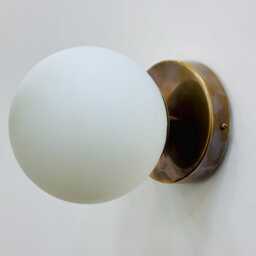 Mid Century Brass Wall Sconce - 1950S Raw Globe Vanity Light Fixture Minimalist Lamp Vintage Style Lighting - thumbnail 3