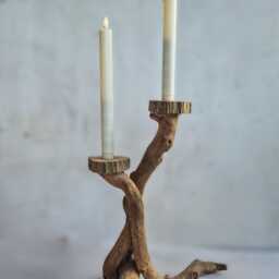 Driftwood Candle Holder, Candelabra, Drift Wood Table Centre, With Led Candles - thumbnail 3