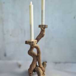Driftwood Candle Holder, Candelabra, Drift Wood Table Centre, With Led Candles - thumbnail 2