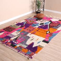 Vintage Purple Boujaad Rug, Authentic Moroccan Rug 5x8 Ft - thumbnail 3