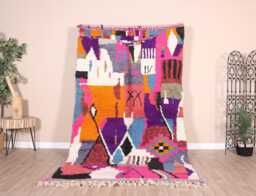 Vintage Purple Boujaad Rug, Authentic Moroccan Rug 5x8 Ft