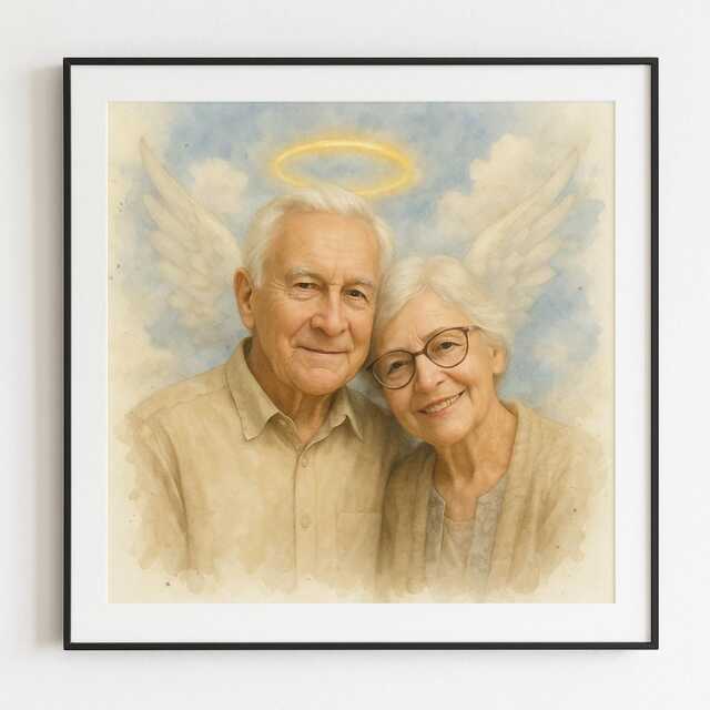 Angel Tribute Portrait - Custom Memorial Illustration From Photo - image 1