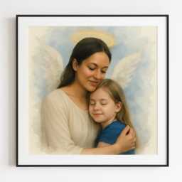 Angel Tribute Portrait - Custom Memorial Illustration From Photo - thumbnail 3