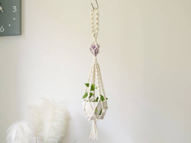 Mini Macrame Crystal Plant Hanger/Plant Holder For Car/Home/Office - image 1