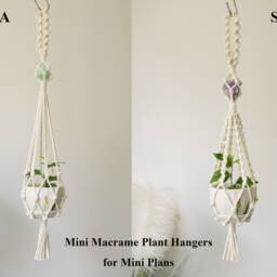 Mini Macrame Crystal Plant Hanger/Plant Holder For Car/Home/Office - thumbnail 2