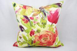 Watercolor Floral Pillow Cover - Pink, Orange, Green, Purple, Blue, 18 in X Shown, Cotton Stain Resistant, Throw Cover - thumbnail 1