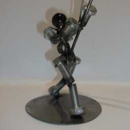 Fisherman, Angler, Metal Bolt Figurine, Upcycled Art - thumbnail 3