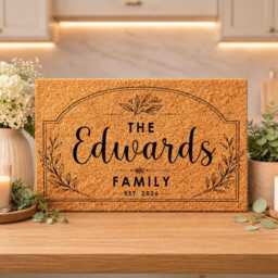 Family Est Year Doormat - Botanical Arch Border Date - Personalised Established Mat Anniversary Gift - thumbnail 2