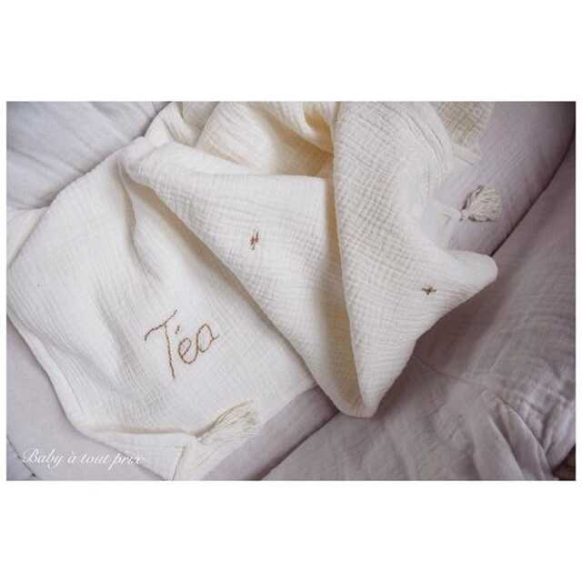 Hand-Embroidered Double Gauze Cotton Throw - Collab @babyatoutprix X Villa Pauline - image 1