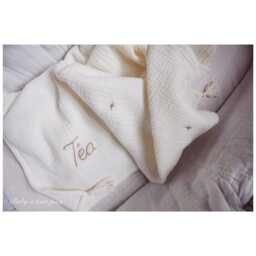 Hand-Embroidered Double Gauze Cotton Throw - Collab @babyatoutprix X Villa Pauline - thumbnail 1