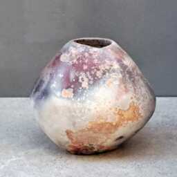 Smoke Fired Ceramic Vase, Unusual Shape, Deep Red, Purple, Gray Colors, Ancient Look, Home Decoration, Handmade Gift - thumbnail 2