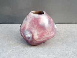 Smoke Fired Ceramic Vase, Unusual Shape, Deep Red, Purple, Gray Colors, Ancient Look, Home Decoration, Handmade Gift - thumbnail 1