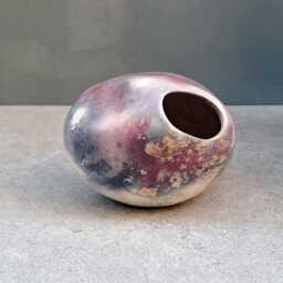 Smoke Fired Ceramic Vase, Unusual Shape, Deep Red, Purple, Gray Colors, Ancient Look, Home Decoration, Handmade Gift - thumbnail 3