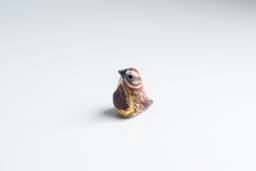 Song Sparrow With Crystal Figurine - Bird Talisman Petrified Wood - thumbnail 1