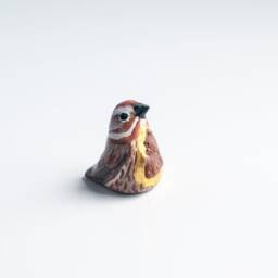 Song Sparrow With Crystal Figurine - Bird Talisman Petrified Wood - thumbnail 2