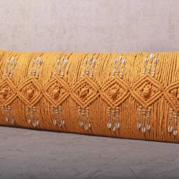 Mustard Cotton Macrame Bohemian, Bali Style Pillow Cover, Decorative Handmade Throw Cover, Embroidered Cover Wlcc050 - thumbnail 3