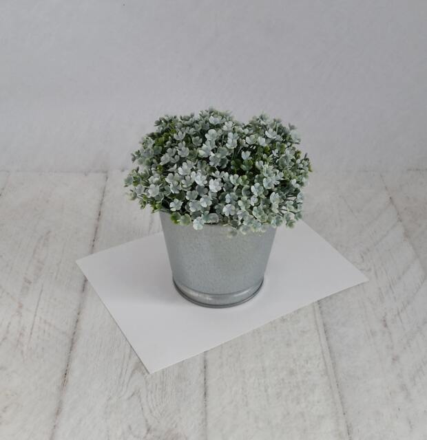 Artificial Mind Your Own Business Plant in Galvanised Pot Small Faux White House Plant - image 1