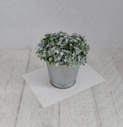 Artificial Mind Your Own Business Plant in Galvanised Pot Small Faux White House Plant - thumbnail 1