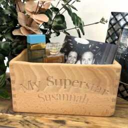 Personalised Wooden Carved Storage Pot - Indoor Planter Unique Housewarming Gift - thumbnail 2