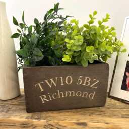 Personalised Wooden Carved Storage Pot - Indoor Planter Unique Housewarming Gift - thumbnail 1