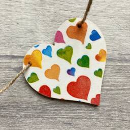 Rainbow Bunting, Wooden Heart Garland For Wedding, Colourful Pride Wall Decoration, Gifts - thumbnail 2