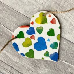 Rainbow Bunting, Wooden Heart Garland For Wedding, Colourful Pride Wall Decoration, Gifts - thumbnail 3
